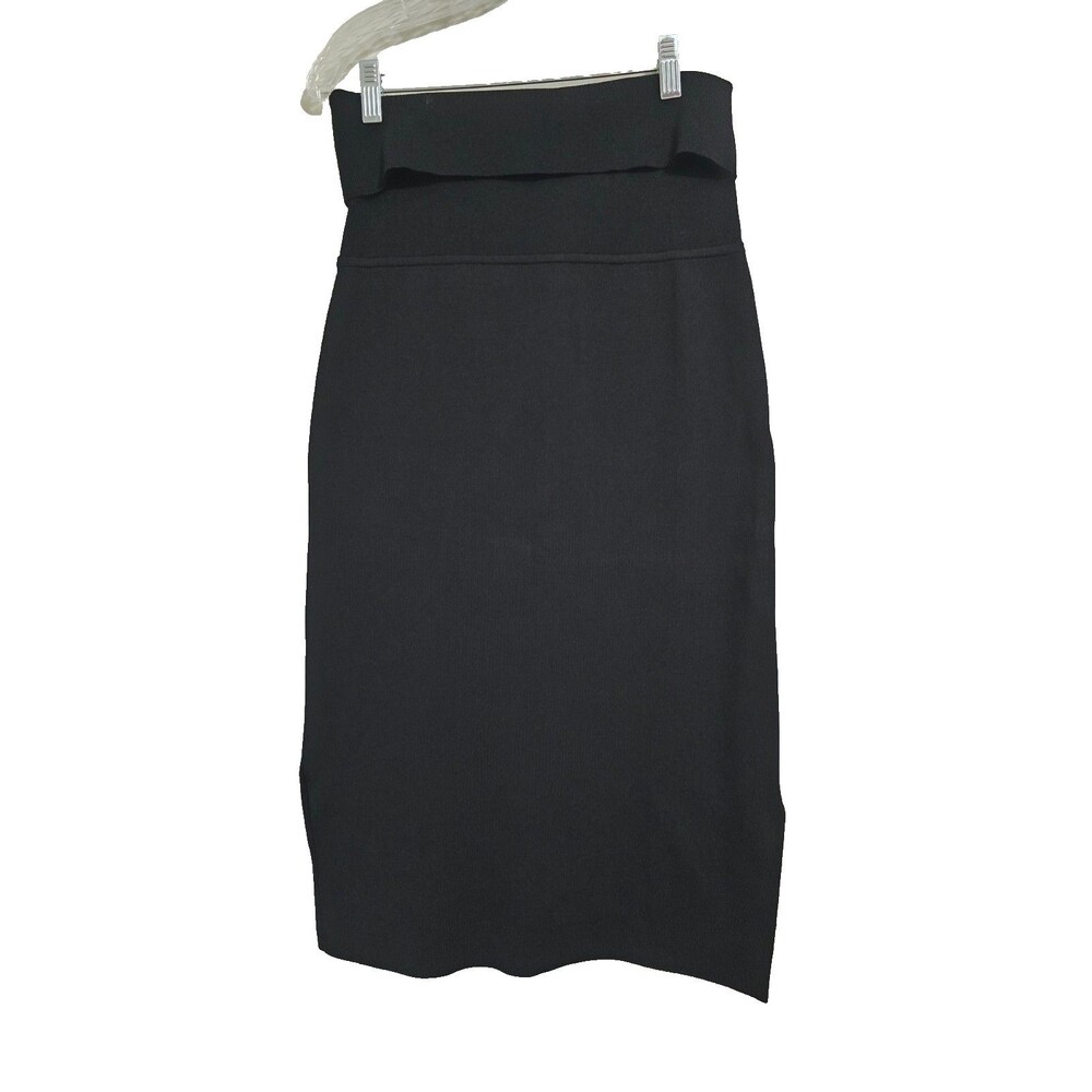 MM LAFLEUR Harlem Stretch Foldover Waist Jardigan Knit Skirt in Black Size M